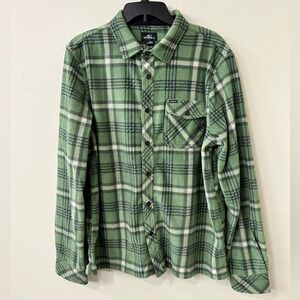 O’neill Standard Fit Fleece Green Plaid Men's Shirt Sz M NWT